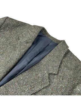 VTG Triona Men’s Donegal Wool Tweed Blazer Gray Speckled Herringbone • 42R US